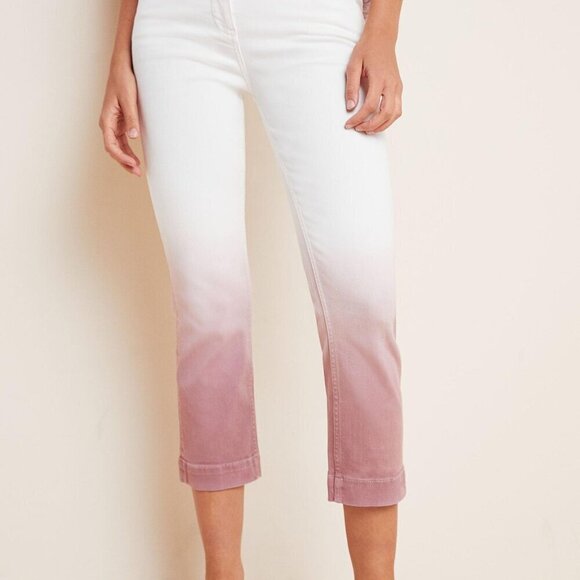 NWOT Anthropologie Pilcro Mauve White Ombre Dipped High Rise Cropped Jeans Boho - Picture 4 of 6